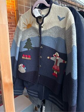 Vintage Lands’ End Boiled Wool Austrian Folk Art Jacket Women’s 6